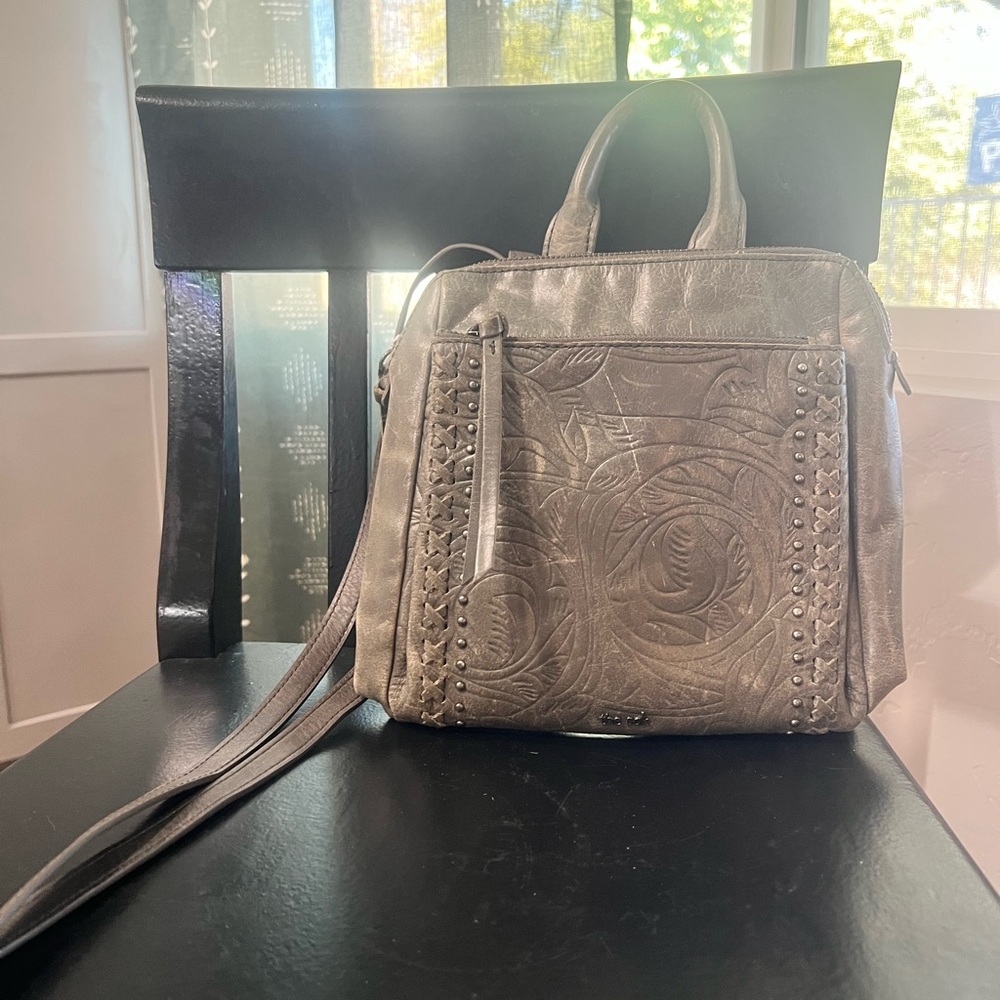The Sak Silver Satchel with Embossed Design